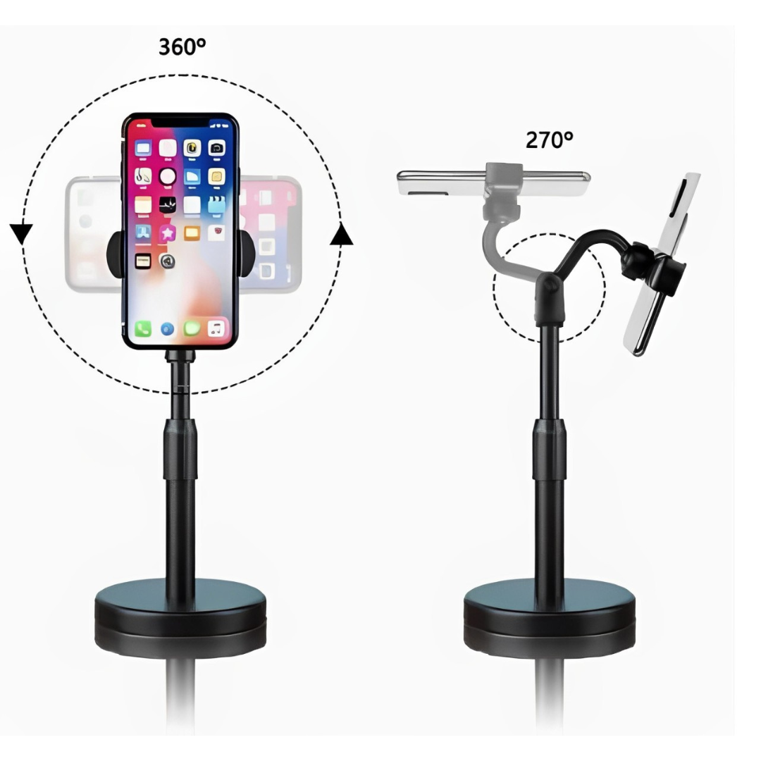 Tripé de Mesa para Celular - Mini Pedestal Ajustável 360°