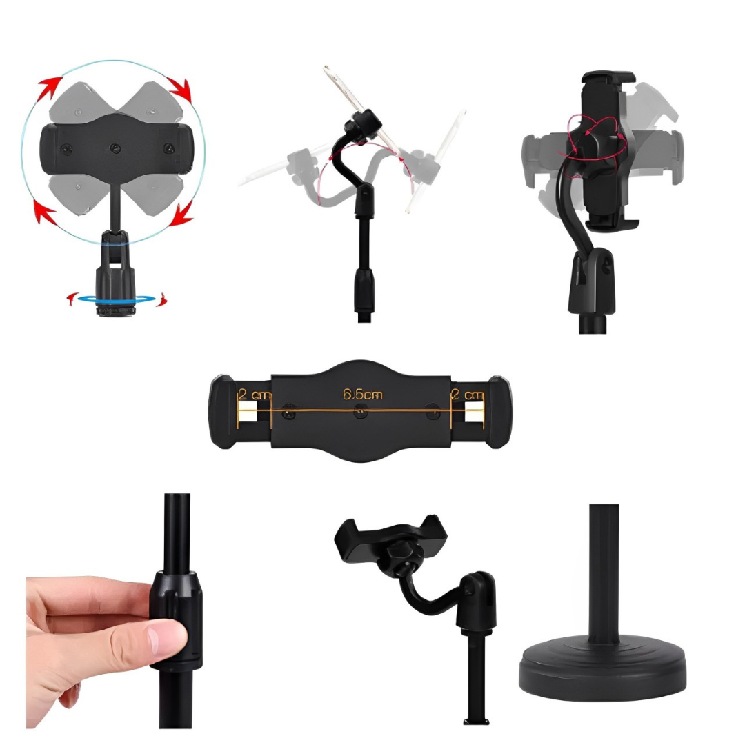 Tripé de Mesa para Celular - Mini Pedestal Ajustável 360°