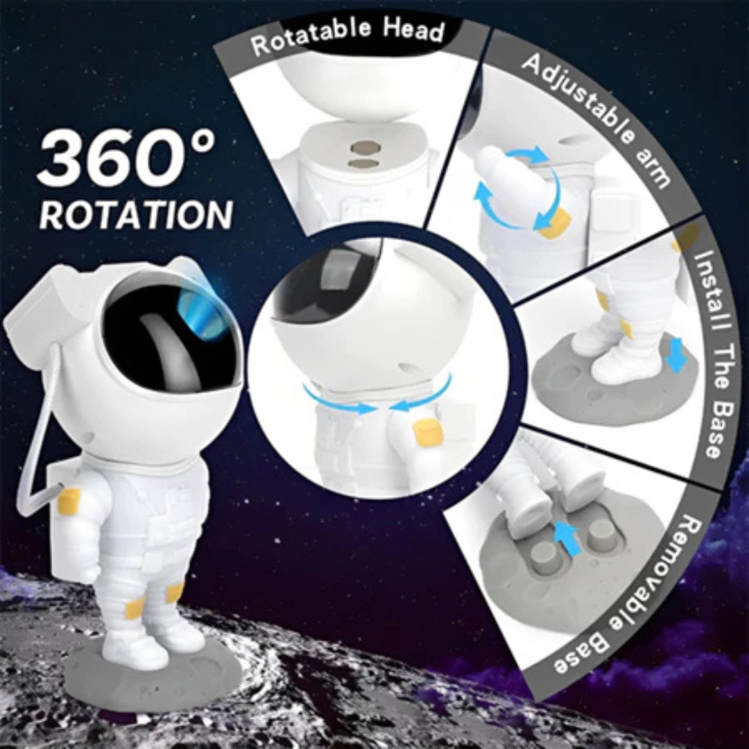 Mini Projetor Astronauta Luz Estelar com Controle Remoto