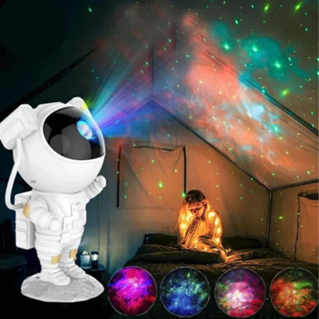 Mini Projetor Astronauta Luz Estelar com Controle Remoto