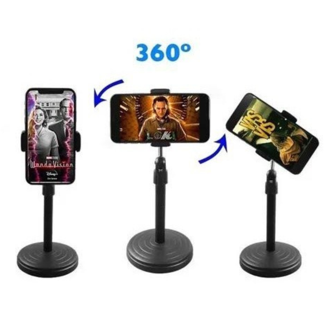 Tripé de Mesa para Celular - Mini Pedestal Ajustável 360°