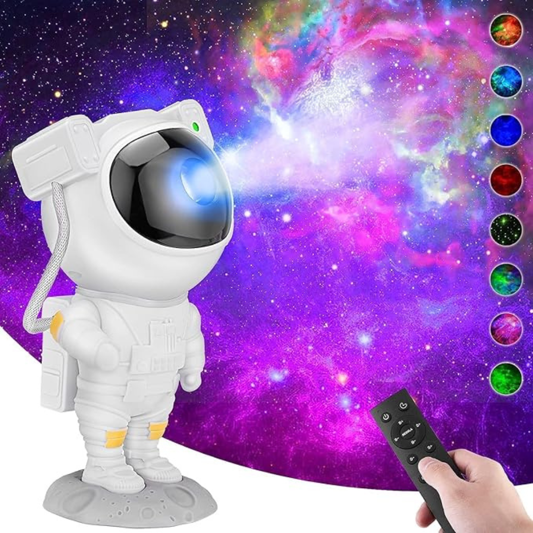 Mini Projetor Astronauta Luz Estelar com Controle Remoto
