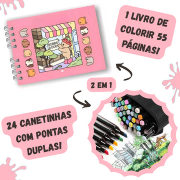 Kit Estojo de canetas + livro de colorir Bobbie Goods