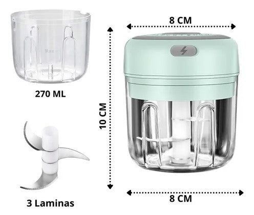 Triturador Elétrico Portátil 300 ml – Verde Prático