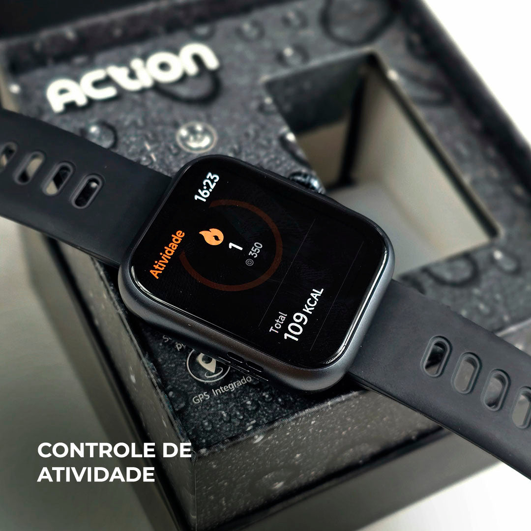Smartwatch ACTION WEARZONE A PROVA D'ÁGUA GPS integrado - 7 dias de bateria