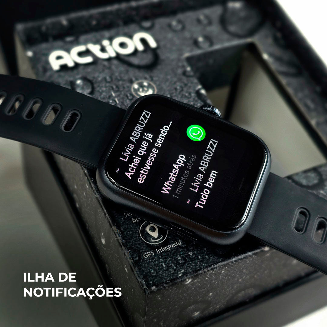Smartwatch ACTION WEARZONE A PROVA D'ÁGUA GPS integrado - 7 dias de bateria
