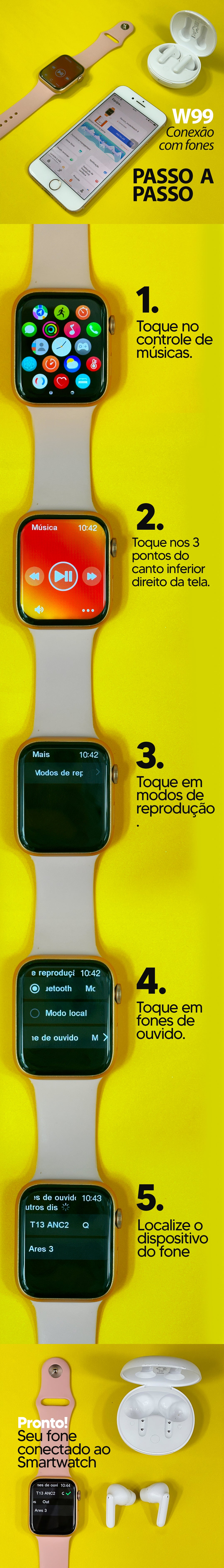 Smartwatch W99 Série 9 – 45 mm, Gestos e 2 GB Música
