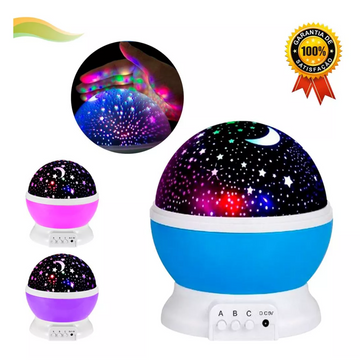 Luminária Estelar 360° Projeção Giratória RGB com Estrelas -