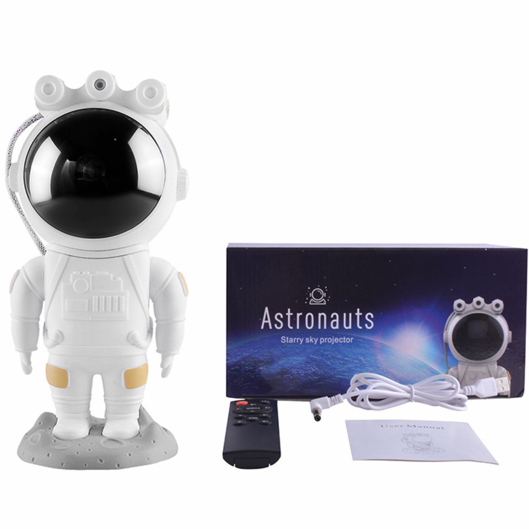Mini Projetor Astronauta Luz Estelar com Controle Remoto