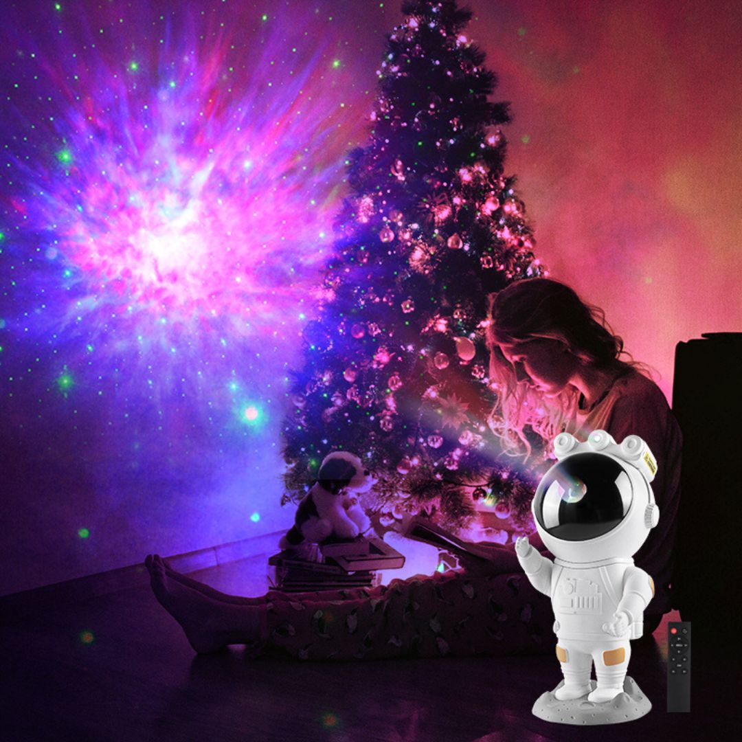 Mini Projetor Astronauta Luz Estelar com Controle Remoto