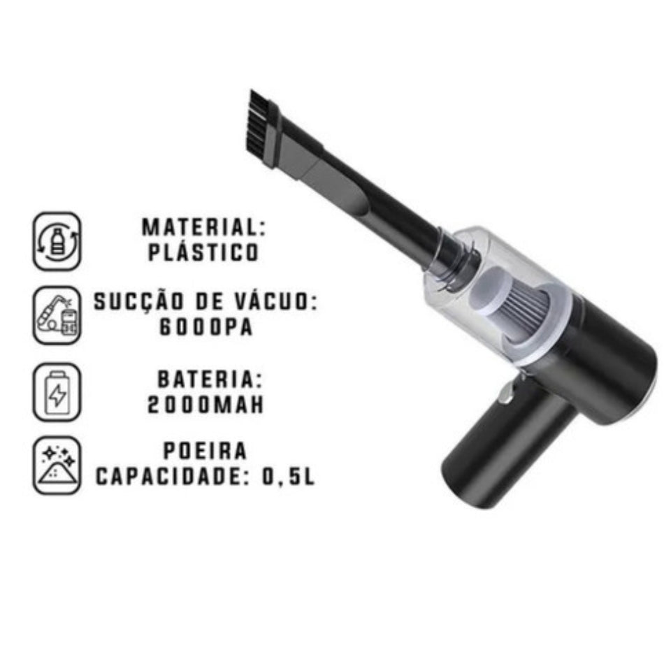 Mini Aspirador Automotivo Portátil Potente Recarregável Premium